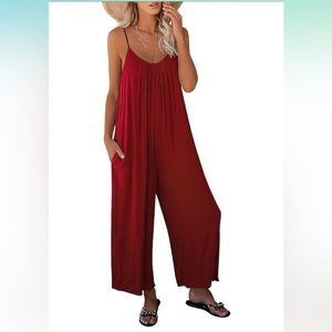 Anrabess Spaghetti Strap V-Neck Harem Jumpsuit Sz L